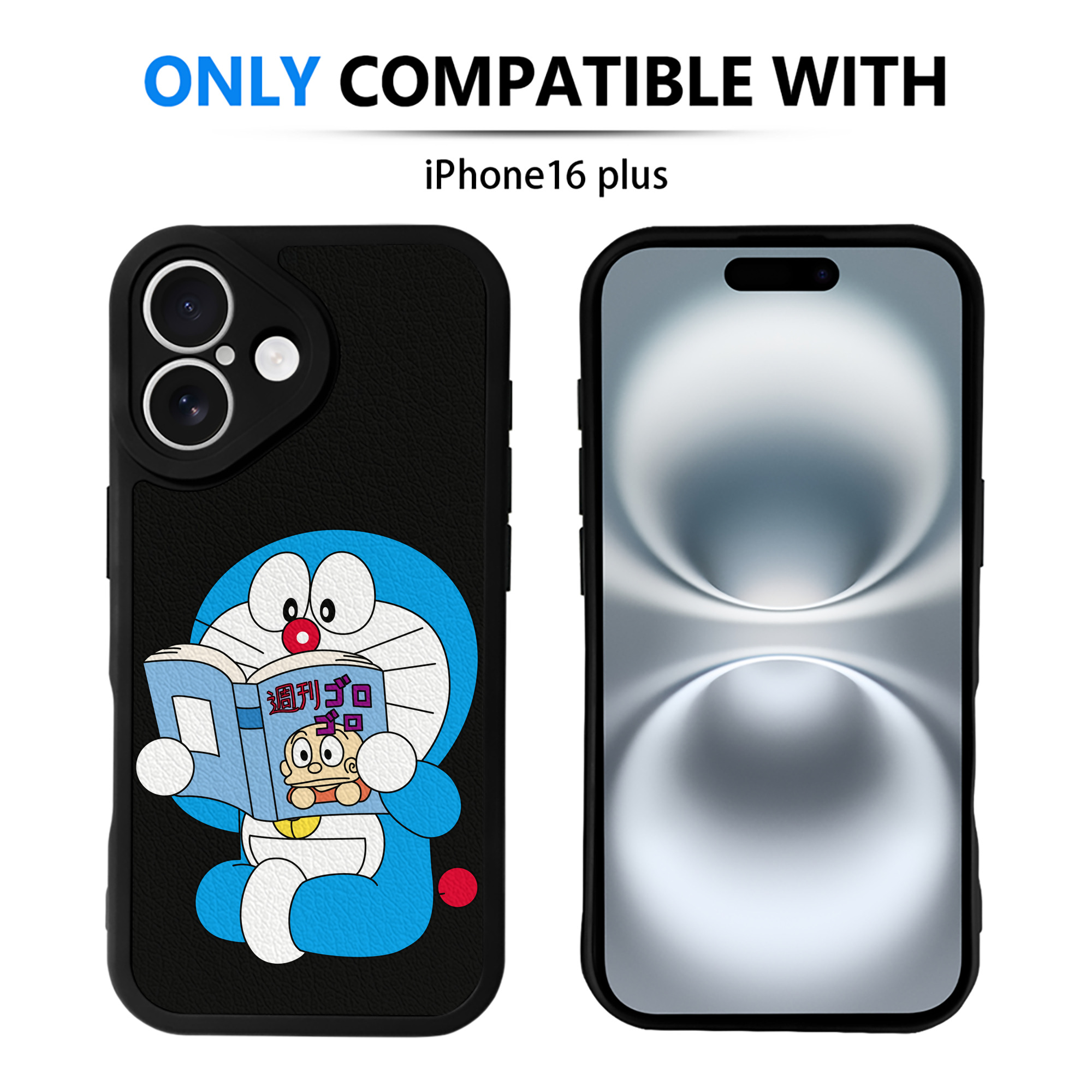 （画像用） ドラえもん Doraemon 【iPhone 16シリーズ対応】シリコンスマホケース（レザー調） 材質：シリコン